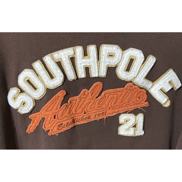 Vintage Y2k SouthPole Sweatshirt XXL Brown Long Sleeve Spellout Hip Hop Baggy - Picture 2 of 4